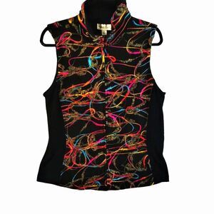 VTG Vest Size M Black Art To Wear Funky Embroider Fairy Cute Goth Abstract